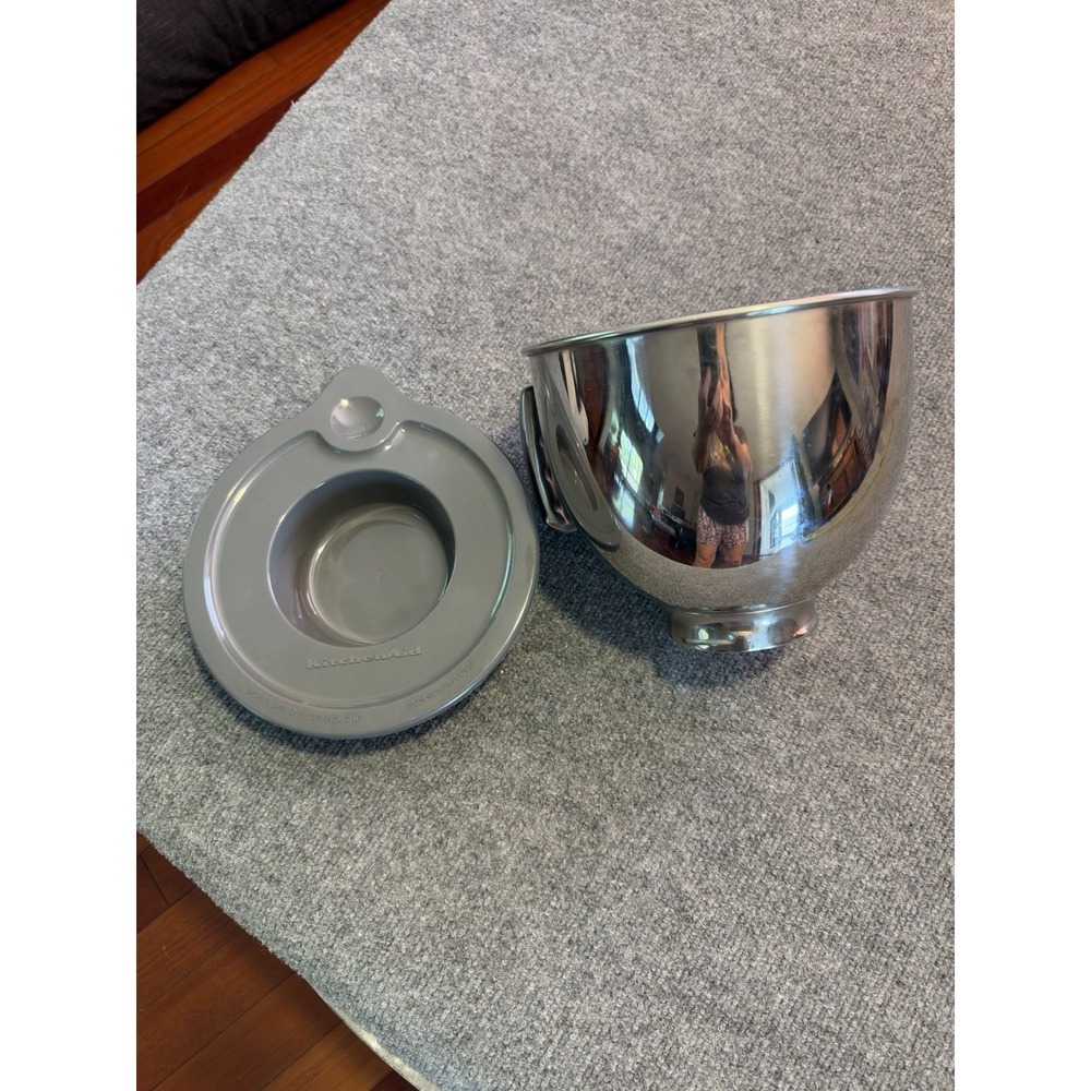 KitchenAid Mixer KSM150 Stainless Steel 5 Qt Mixing Bowl With Handle &Lid
